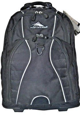 NWT High Sierra Rolling Backpack Travel Luggage Bag Black - 20.5" x 13.5" x 8" - Image 1 of 4