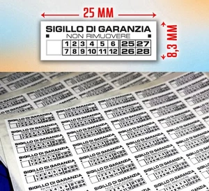 200 SIGILLI DI GARANZIA SICUREZZA ADESIVI BOLLINI DISTRUTTIBILI ANTIMANOMISSIONE - Imagen 1 de 4