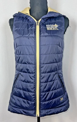 Chaleco acolchado Under Armour para mujer azul marino talla mediana cremallera bolsillos forro cálido y66 Foto 1 de 4