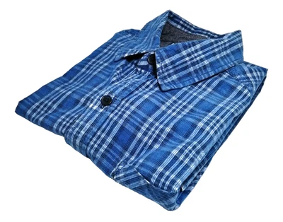 Boston Traders Corduroy Shirt Men's Size M Blue Check Cotton Long Sleeve Pocket - Image 1 of 4