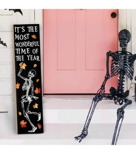 Halloween Veranda Schild - Deko Totenkopf Deko hängend Holz Willkommensschild - Bild 1 von 7
