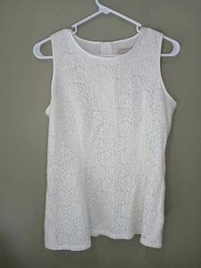 Banana Republic Size 8 Lined Cream Laced Tank Top Zipper Closure Classic - Picture 1 of 11