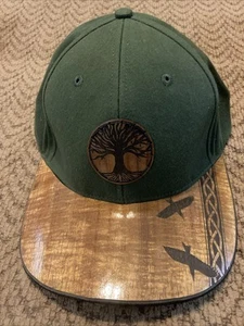 Kona Cap calabash Wood Brim Cap Adjustable LN Green Brown Tree Bird Braid Design - Picture 1 of 7