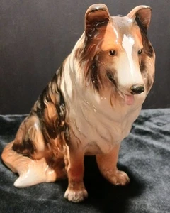 Vintage #1627 Collie Dog Sitting Porcelain Planter 1950 Made in Japan - Picture 1 of 10
