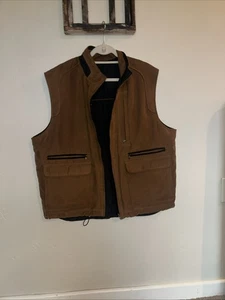 Cutter & Buck Men's Reversible Vest Microfiber, Brown/Tan, Size XL Full Zip - Picture 1 of 9