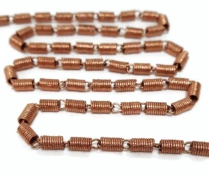 3 Feet Vintage Copper Plated Steel Corrugated Barrel Tube 3.5mm Fancy Chain M104 - Picture 1 of 2