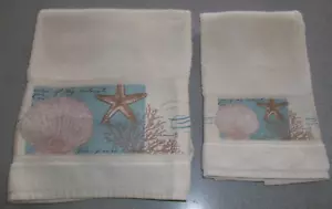 1888 Mills 2 pc 100% Cotton Loops Towel Set Bath & Hand Towel Seashells NWOT USA - Picture 1 of 8