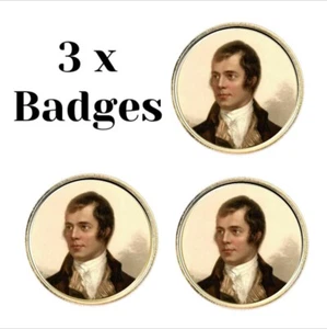 3 x Insignias de alfiler de solapa Robert Burns Poet (BU5) - Imagen 1 de 3