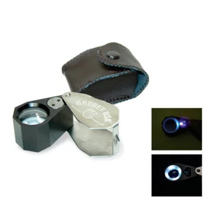 Grobet USA 10X Illuminated Jeweler’s Loupe with LED and UV Light w/Leather Case - Picture 1 of 2