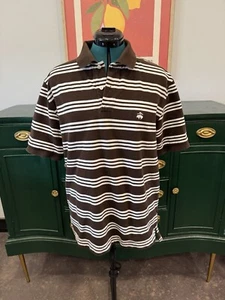 Polo Brooks Brothers talla grande marrón/blanco para hombre - Imagen 1 de 5