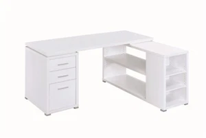 Hollow-Core Left or Right Facing L Shaped Corner Desk, White Title: White - Picture 1 of 7