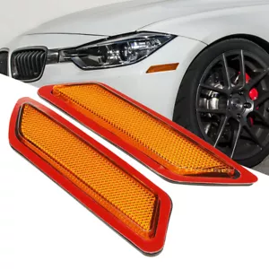 For 13-15 BMW F30 3-Series Amber Front Bumper Side Marker Reflector Lights - Picture 1 of 6