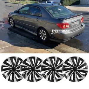 For Toyota Corolla 09-13 Set of 4 15" Black Wheel Covers Snap On Full Hub Caps - Picture 1 of 11