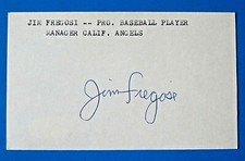 JIM FREGOSI SIGNED 3x5 INDEX CARD ~ CALIFORNIA ANGELS ~ JSA BASIC STICKER