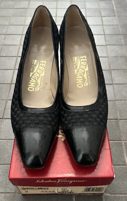 Zapatos de salón Salvatore Ferragamo para mujer Marisa charol negro becerro talla 9 AAAA Foto 1 de 4