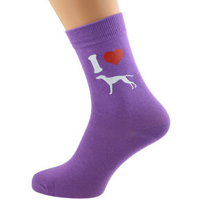 I Love Whippets Ladies Purple Dog Socks UK Size 4-8 X6N152