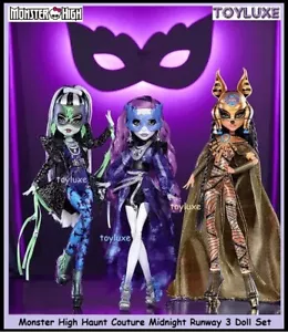 Monster High Haunt Couture Midnight Runway Frankie Spectra Cleo Juego de 3 Muñecas ¡NUEVO! - Imagen 1 de 15