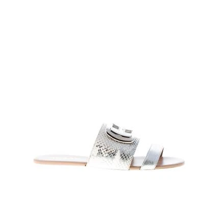 HOGAN scarpe donna sandalo ciabatta Valencia pelle stampa pitone argento H - Immagine 1 di 4