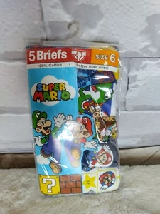 Mario Super Mario Classic Briefs, 5 Pack, New Size 6 Underwear Under pants - Picture 1 of 3