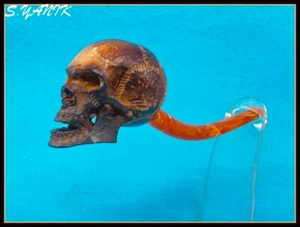 S.YANIK MEERSCHAUM PIPE CALCINE SKULL SPC CASE NR 3 - Picture 1 of 8
