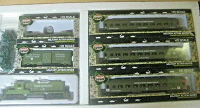 HO MILITARY TRAIN SET #MRR-0812-GP-20 LOCO WITH 5 CARS US ARMY & TROOPS - Image 1 of 4