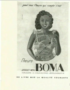 1953 vintage print ad MONTRES BOMA Swiss Suisse watch MID CENTURY ART - Imagen 1 de 1