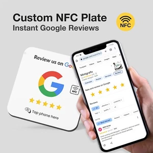 NFC Tischplatte, Google Review, PVC Feedbackplatte - Weiß - Bild 1 von 7