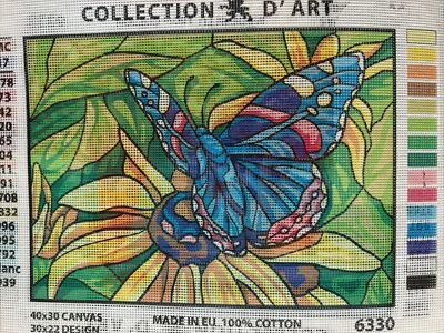 Rto Printed needlepoint Tapestry 30x40 Canvas Only Butterfly - Image 1 of 4
