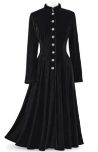 The Pyramid Collection Velvet Maxi Coat Womens Large Black Whimsigoth Vampire - Picture 1 of 14