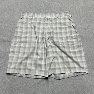 Nike Golf Shorts Mens 34 White Plaid Flat Front Performance Fit Dry - Picture 1 of 9