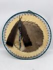 Used 19" Vintage Native American Deer Fur Leather Hide W/ Feathers Dream Catcher