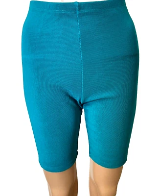 Vintage 80's Easy Wear Biker Shorts Teal Spandex Workout sz L ~ NEW with TAG - Image 1 of 4