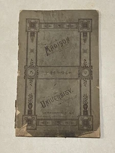 Antique 1884-5 Madison University Catalog Book Of Officers Students & Courses - Picture 1 of 8