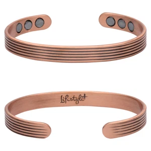 Copper Magnetic Bracelet Pain Energy Arthritis ADJUSTABLE CUFF MEN WOMEN USA S2 - Picture 1 of 7