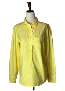 J Crew Shirt Women XS Yellow Cotton Chest Pocket Half Button Down Top Preppy - Picture 1 of 9