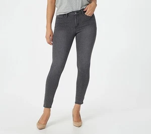 Laurie Felt Grey Denim Houndstooth Skinny Jeans - Gray - Plus Size 2X *NEW* - Picture 1 of 3
