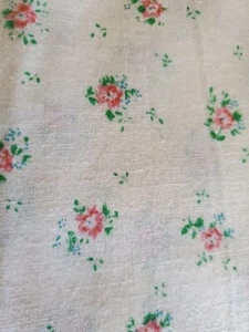 Vntg Sewing Fabric Calico Floral Blue & Pink On Cream 2ydsx45" Cotton - Picture 1 of 5