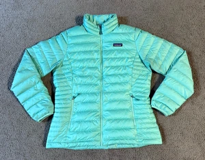 Patagonia Women's Zip Front Goose Down Puffer Jacket - Light Aqua - Size Large - Picture 1 of 6