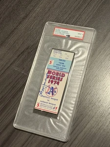 HOF REGGIE JACKSON SIGNED 1974 WORLD SERIES GAME 1 TICKET HR ATHLETICS PSA 10 - Picture 1 of 4