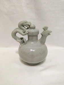 Rompecabezas de cerámica china verde Celadon de colección arte dragón cadogan - Imagen 1 de 11
