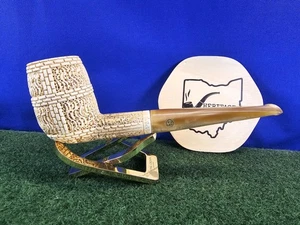 CAO I. Beckler Carved Block Meerschaum Straight Billiard Restored Estate Pipe - Picture 1 of 12