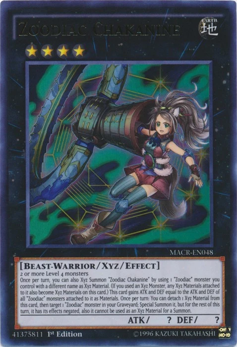 Yugioh! LP Zoodiac Chakanine - MACR-EN048 - Ultra Rare - 1st Edition Lightly Pla - Image 1 of 1