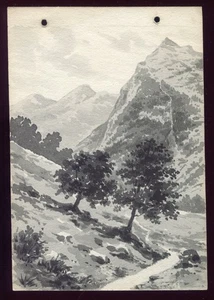 petite peinture aquarelle peintre Henri Emile Allouard - Imagen 1 de 2
