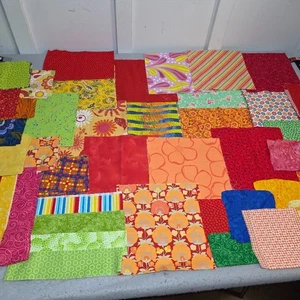 Cotton Fabric Scrap Lot Quilting Craft Prints Remnants 1.98 Lbs Bright Colors - Picture 1 of 6