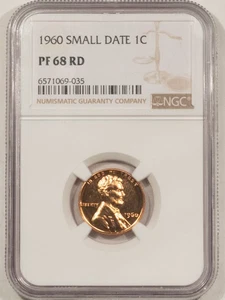 1960 SMALL DATE PROOF LINCOLN CENT - NGC PF-68 RD, FULL RED! - Picture 1 of 3
