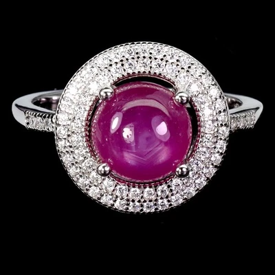 Anillo de plata de ley 925 rubí redondo 8 mm piedras preciosas naturales joyería tamaño 8 Foto 1 de 4