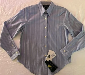 Lauren Ralph Lauren Petite 8P Light Blue Sedona Shirt Blue Striped Oxford Shirt - Picture 1 of 12