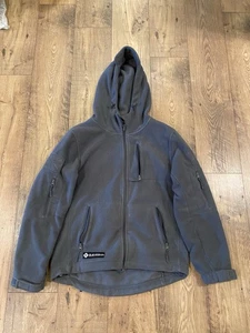 Baerskin Tactical Hoodie Mens Medium Gray Fleece Utility Hiking Pockets Full Zip - Picture 1 of 5