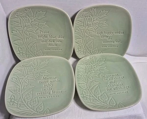 Maya Angelou Inspirational Decorative Plates Dessert Sea Foam Green Set of 4 - Picture 1 of 14