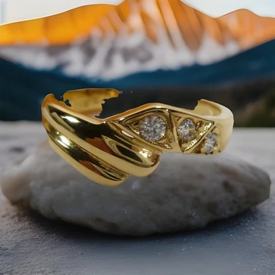 Anello 54 (0 Ø 11/16 pollici) in oro 585/14 carati con pietre di zirconi - Immagine 1 di 4